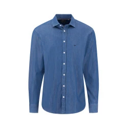 Fynch-Hatton Premium Cotton overhemd | Nachtblauw