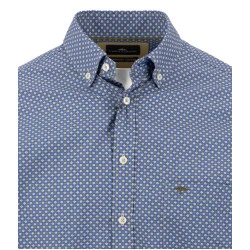 Fynch-Hatton Heren Overhemd | Blauw met Subtiele Print
