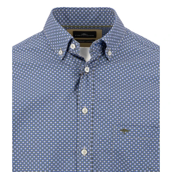Fynch Hatton Overhemd | Blauw met Subtiele Print | www.pietkoopmans.nl