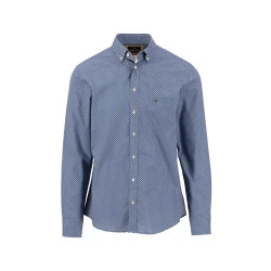 Fynch-Hatton Heren Overhemd | Blauw met Subtiele Print