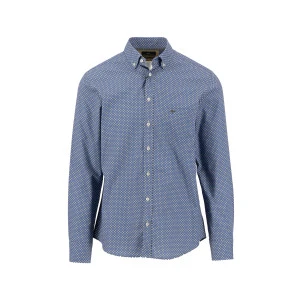 Fynch-Hatton Heren Overhemd | Blauw met Subtiele Print