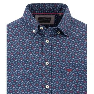 Fynch-Hatton Heren Overhemd | Blauw met Rode Print