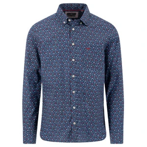 Fynch-Hatton Heren Overhemd | Blauw met Rode Print