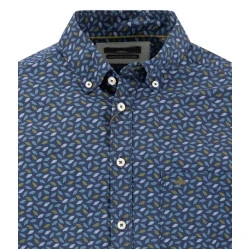 Fynch-Hatton Heren Overhemd | Blauw met Groene Print