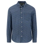 Fynch-Hatton Heren Overhemd | Blauw met Groene Print | www.pietkoopmans.nl