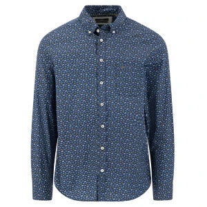Fynch-Hatton Heren Overhemd | Blauw met Groene Print