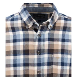 Fynch-Hatton Flanellen Overhemd | Bruin Blauw Geruit