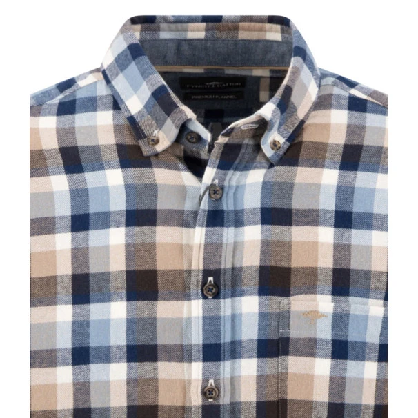 Fynch Hatton Overhemd | Bruin Blauw Geruit | www.pietkoopmans.nl