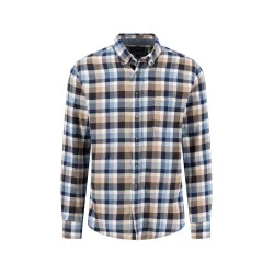 Fynch-Hatton Flanellen Overhemd | Bruin Blauw Geruit
