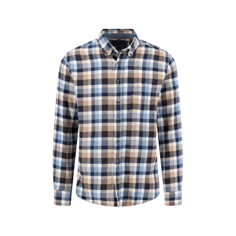 Fynch Hatton Overhemd | Bruin Blauw Geruit | www.pietkoopmans.nl
