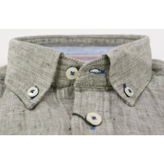 Fynch-Hatton Linnen Blouse | Gemeleerd Olijf | www.pietkoopmans.nl