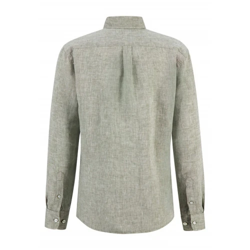 Fynch-Hatton Linnen Blouse | Gemeleerd Olijf | www.pietkoopmans.nl
