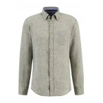 Fynch-Hatton Linnen Blouse | Gemeleerd Olijf | www.pietkoopmans.nl