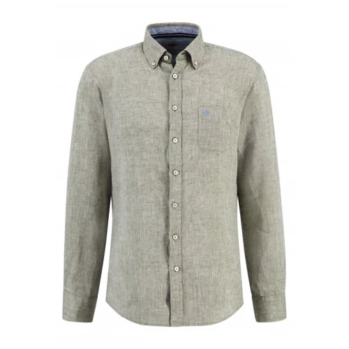 Fynch-Hatton Linnen Blouse | Gemeleerd Olijf | www.pietkoopmans.nl