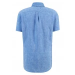 Fynch-Hatton Linnen Overhemd Korte Mouw | Blauw | www.pietkoopmans.nl