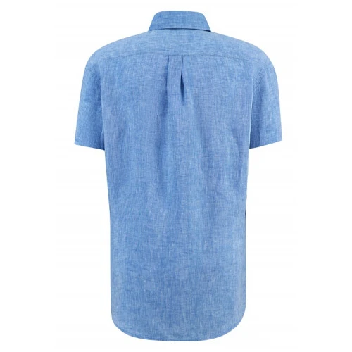 Fynch-Hatton Linnen Overhemd Korte Mouw | Blauw | www.pietkoopmans.nl