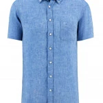 Fynch-Hatton Linnen Overhemd Korte Mouw | Blauw | www.pietkoopmans.nl