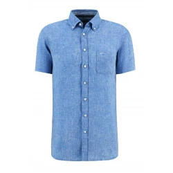 Fynch-Hatton Linnen Overhemd Korte Mouw | Blauw