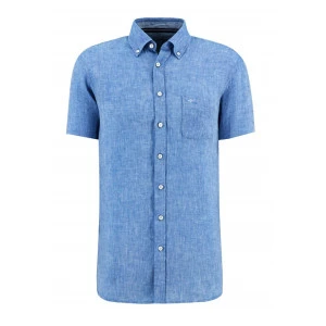 Fynch-Hatton Linnen Overhemd Korte Mouw | Blauw