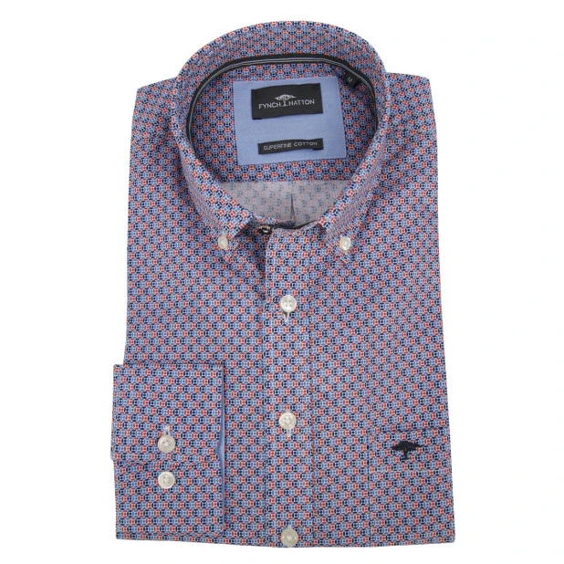 Fynch Hatton Overhemd | Rood Blauw Print | www.pietkoopmans.nl
