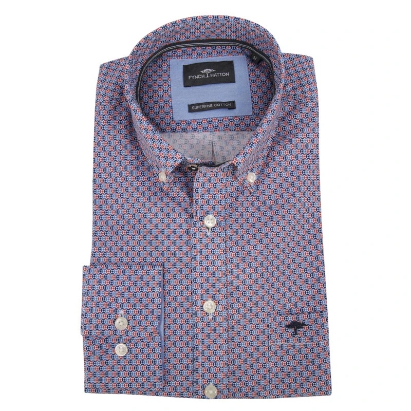 Fynch Hatton Overhemd | Rood Blauw Print | www.pietkoopmans.nl