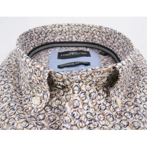 Fynch Hatton Overhemd | Camel Marine Print