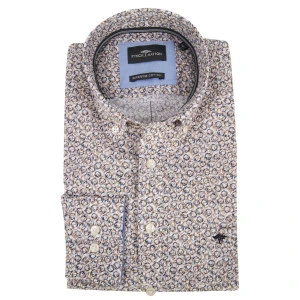 Fynch Hatton Overhemd | Camel Marine Print
