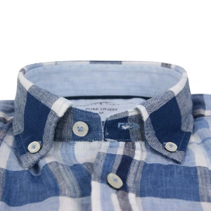 Fynch-Hatton Linnen Shirt | Blauw Geruit