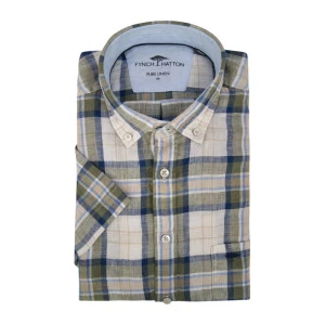 Fynch-Hatton Linnen Shirt | Khaki Geruit