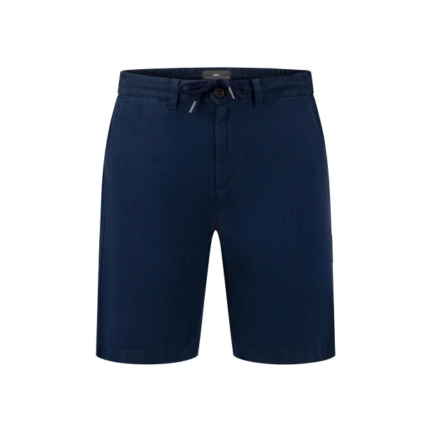 Fynch-Hatton Korte Linnen Katoenen Broek | Marine  | www.pietkoopmans.nl