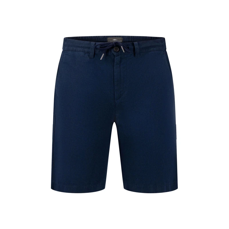 Fynch-Hatton Korte Linnen Katoenen Broek | Marine  | www.pietkoopmans.nl