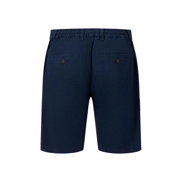 Fynch-Hatton Korte Linnen Katoenen Broek | Marine  | www.pietkoopmans.nl