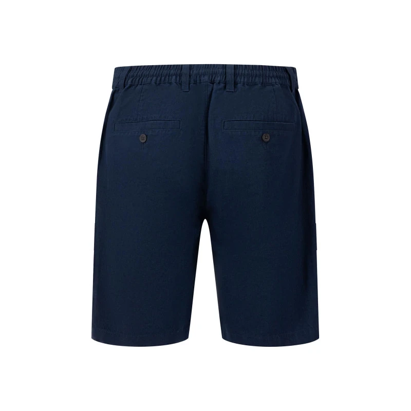 Fynch-Hatton Korte Linnen Katoenen Broek | Marine  | www.pietkoopmans.nl