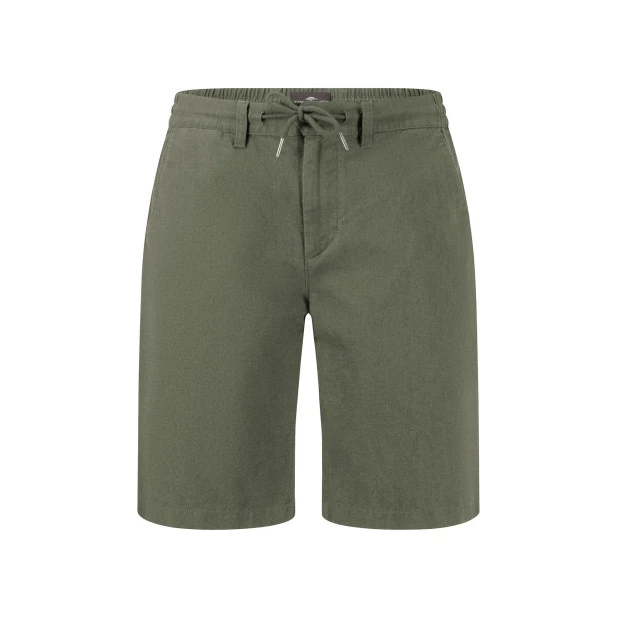 Fynch-Hatton Korte Linnen Katoenen Broek | Olijf  | www.pietkoopmans.nl