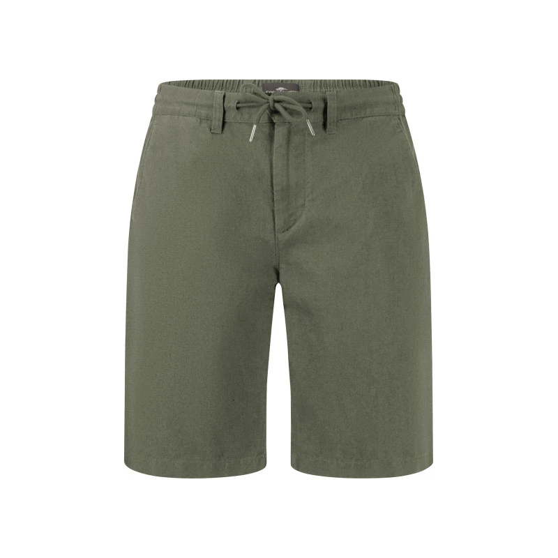 Fynch-Hatton Korte Linnen Katoenen Broek | Olijf  | www.pietkoopmans.nl