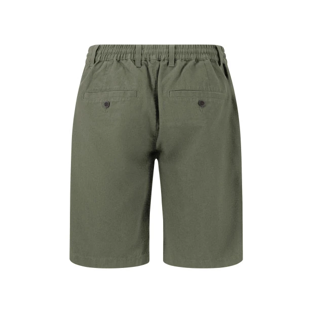 Fynch-Hatton Korte Linnen Katoenen Broek | Olijf  | www.pietkoopmans.nl