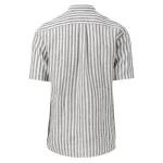 Fynch-Hatton Linnen Shirt Korte Mouw | Olijf Wit Gestreept | www.pietkoopmans.nl