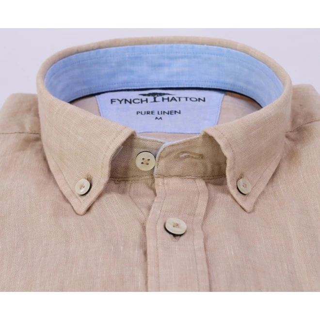 Fynch-Hatton Shirt | Linnen Beige | www.pietkoopmans.nl