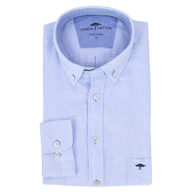 Fynch-Hatton Shirt | Linnen Lichtblauw | www.pietkoopmans.nl