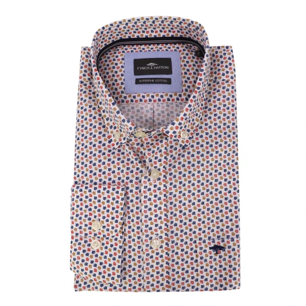 Fynch Hatton Overhemd | Rood Navy Print | www.pietkoopmans.nl