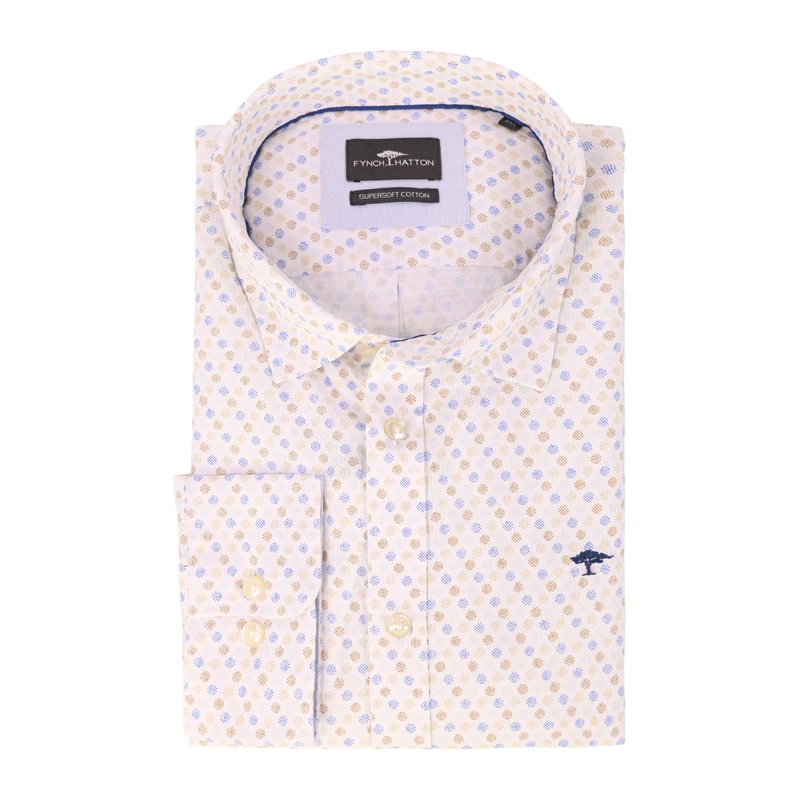Fynch Hatton Luchtig Shirt | Blauw Camel Print | www.pietkoopmans.nl