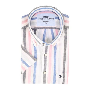 Fynch-Hatton Linnen Shirt Korte Mouw | Rose Gestreept