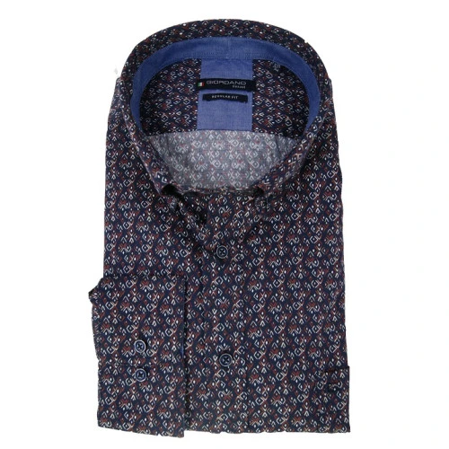 Giordano Overhemd | Marine Brique Print | www.pietkoopmans.nl