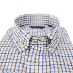 Giordano Soft Flanel Overhemd | Blauw Geruit