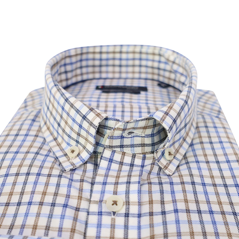 Giordano Soft Flanel Overhemd | Blauw Geruit | www.pietkoopmans.nl