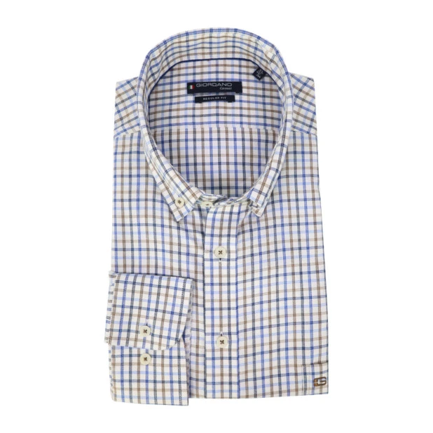 Giordano Soft Flanel Overhemd | Blauw Geruit | www.pietkoopmans.nl