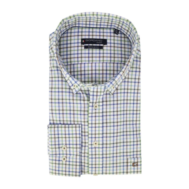 Giordano Soft Flanel Overhemd | Groen Geruit | www.pietkoopmans.nl