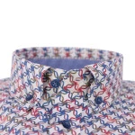 Giordano Stretch Shirt | Framboos Blauw Print | www.pietkoopmans.nl