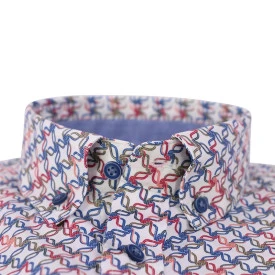 Giordano Stretch Shirt | Framboos Blauw Print