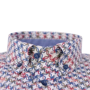 Giordano Stretch Shirt | Framboos Blauw Print